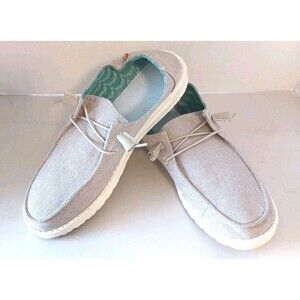 Hey Dude Wendy Slip On Flats Womens 10 Chambray Beige Shoes Loafer Sneakers